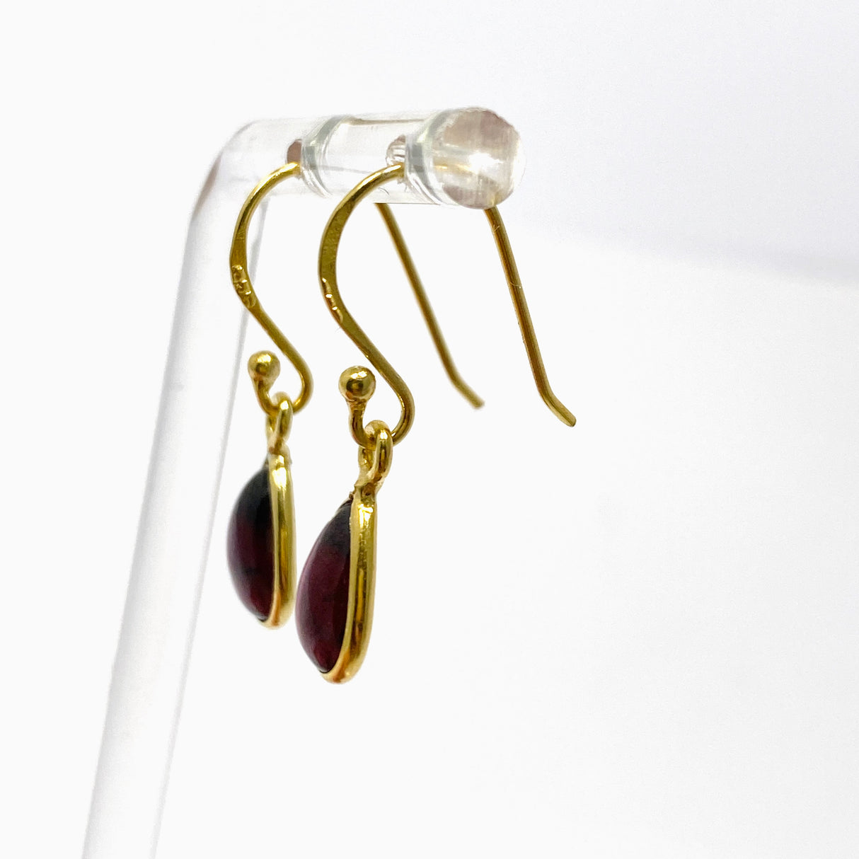 Garnet Teardrop Cabochon Gold Plated Drop Earrings C001GT-YG