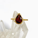 Garnet Teardrop Faceted 2.5 micron Gold Plated Ring Size 6.5 PRGJ994