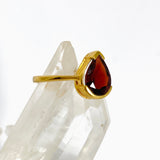 Garnet Teardrop Faceted 2.5 micron Gold Plated Ring Size 6.5 PRGJ994