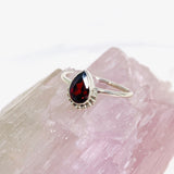 Garnet Teardrop Faceted fine band ring R3800-GT - Nature's Magick