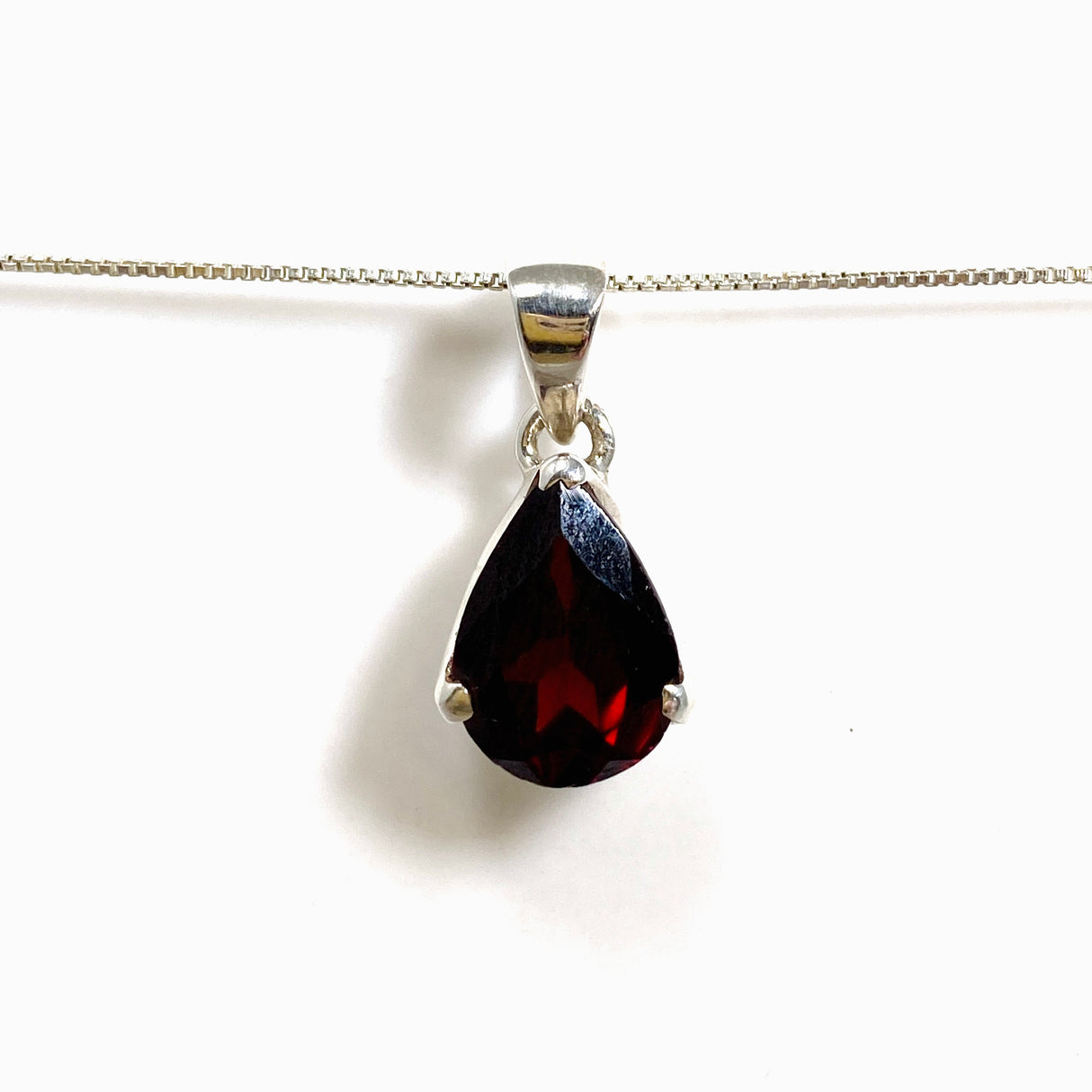 Garnet Teardrop Faceted Pendant PPGJ1159