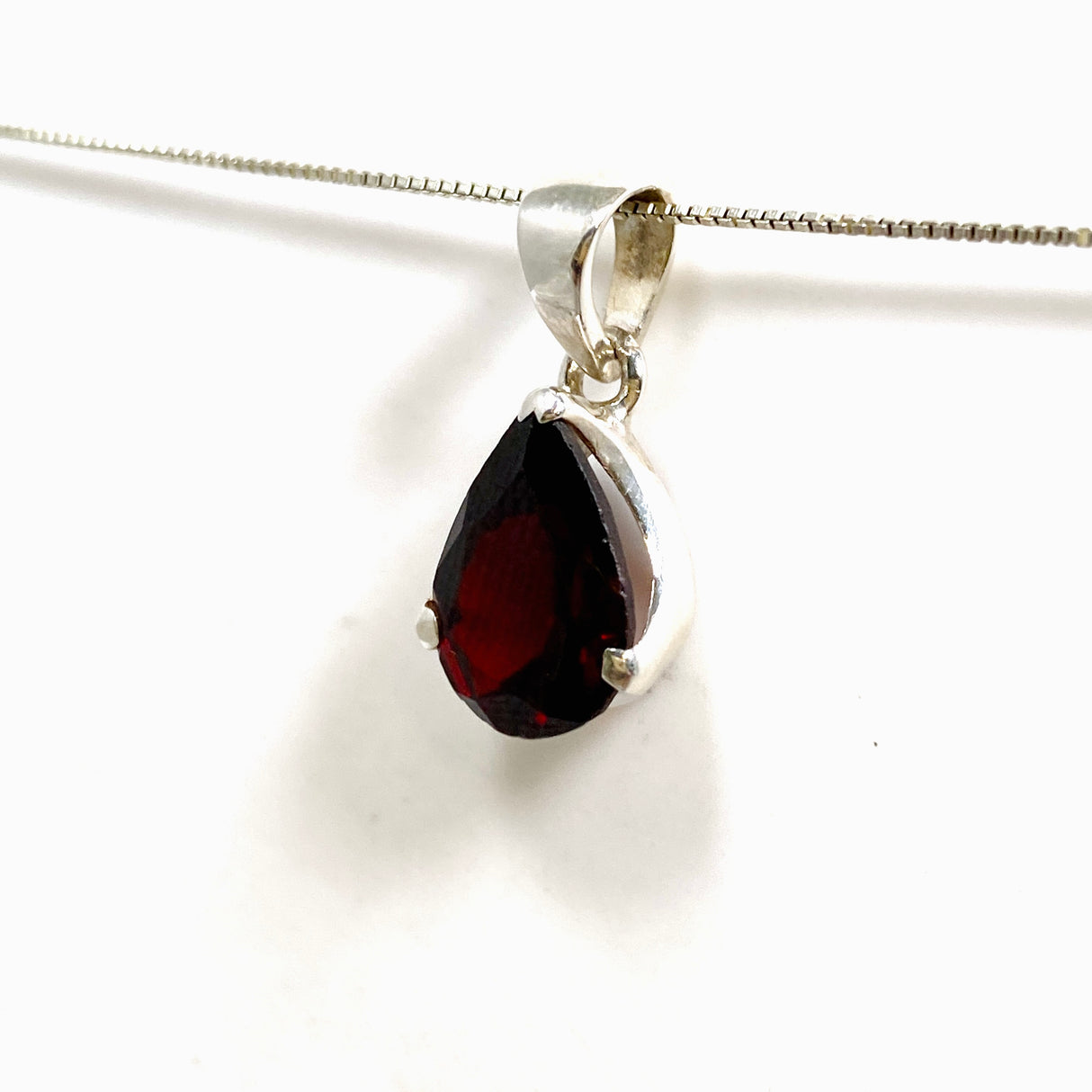 Garnet Teardrop Faceted Pendant PPGJ1159