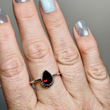 Garnet Teardrop Faceted fine band ring R3800-GT