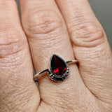 Garnet Teardrop Faceted fine band ring R3800-GT