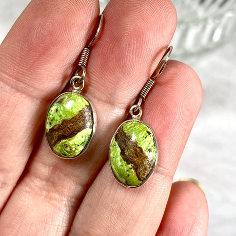 Gaspeite oval earrings KEGJ610 - Nature's Magick