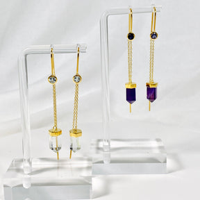 Gemstone and Gold Plated Thread Earrings - Nature's Magick