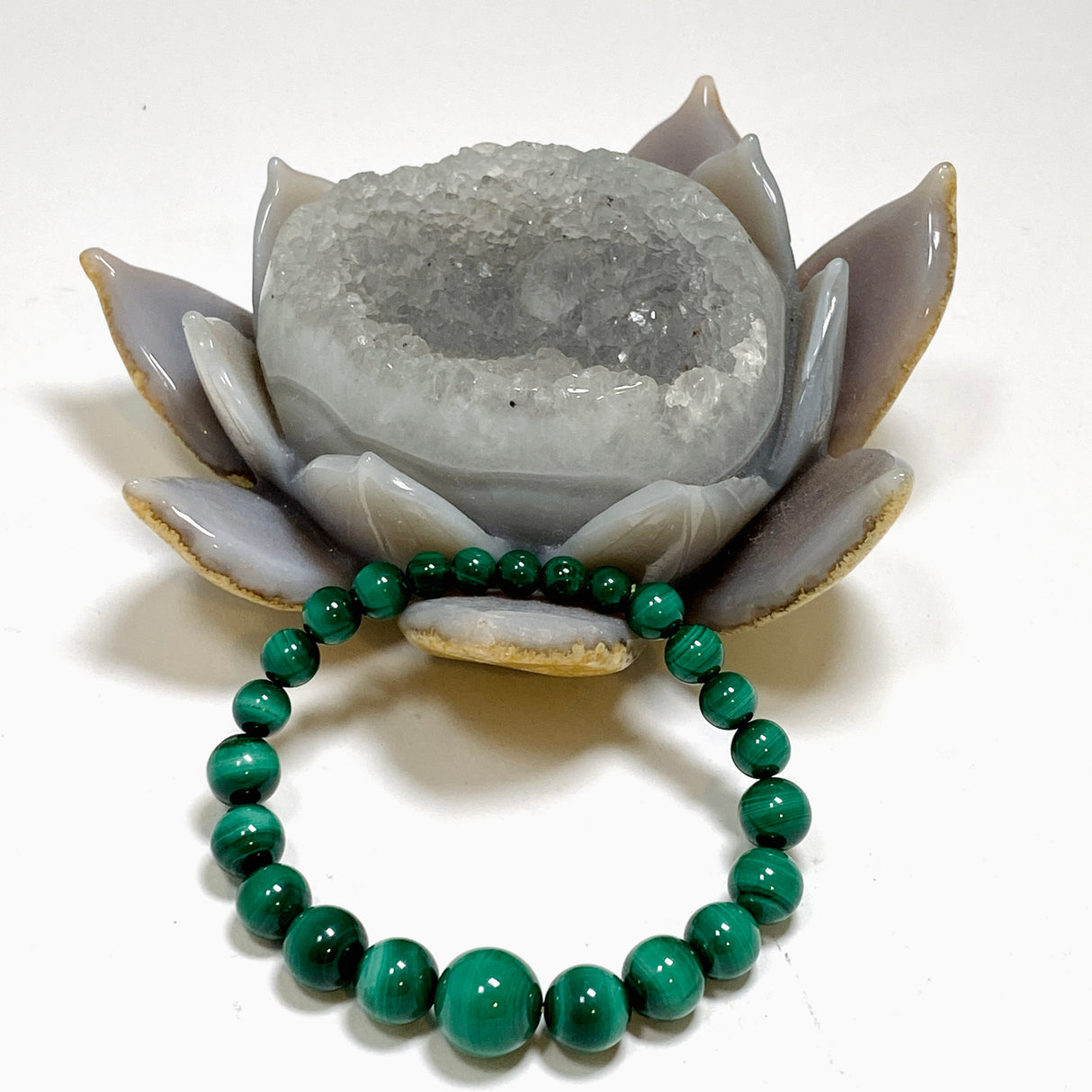 Malachite Graduate Round Beaded Bracelet