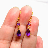 Gemstone Faceted 1 micron Gold Plated Double Drop Earrings PEGJ368