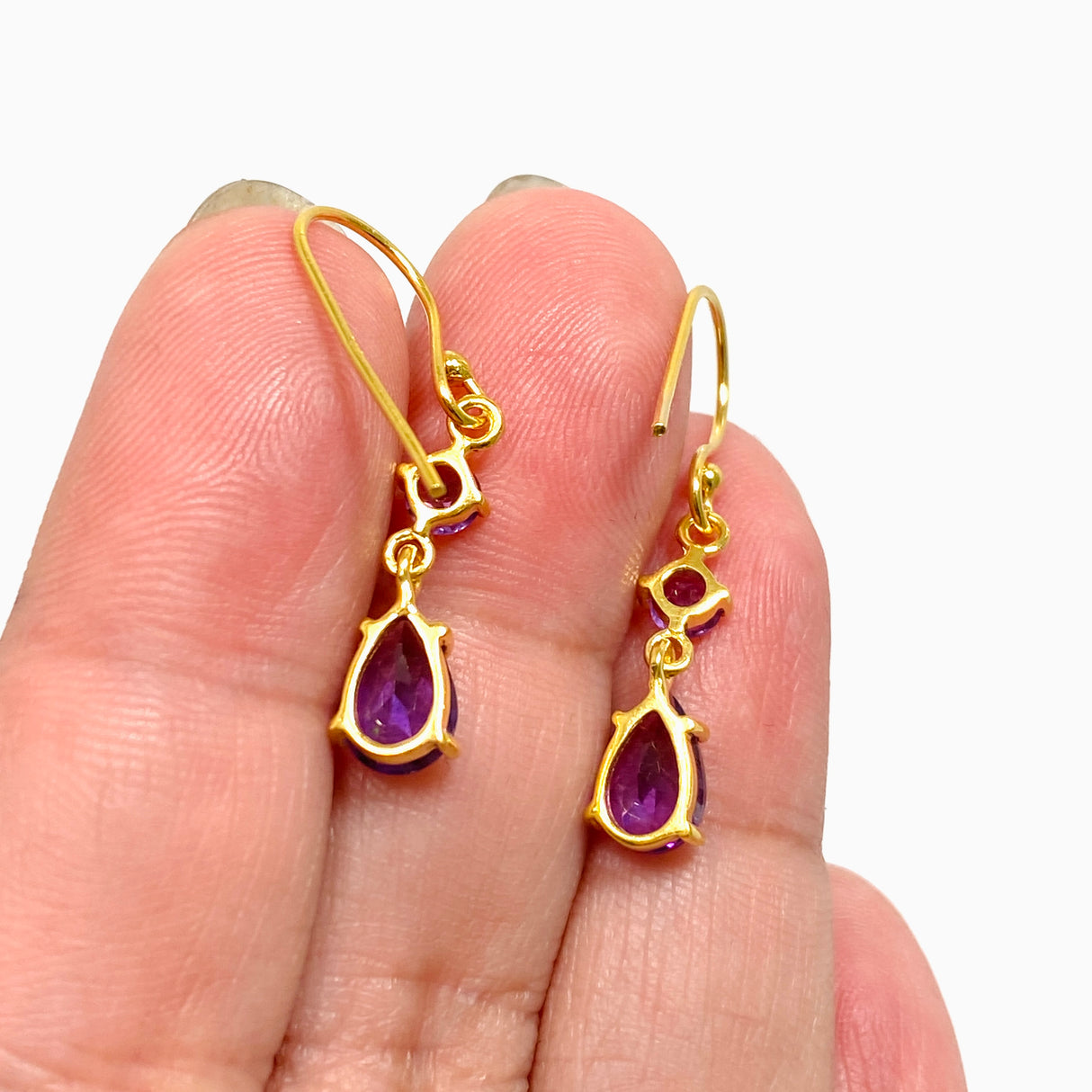 Gemstone Faceted 1 micron Gold Plated Double Drop Earrings PEGJ368
