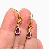 Gemstone Faceted 1 micron Gold Plated Double Drop Earrings PEGJ368