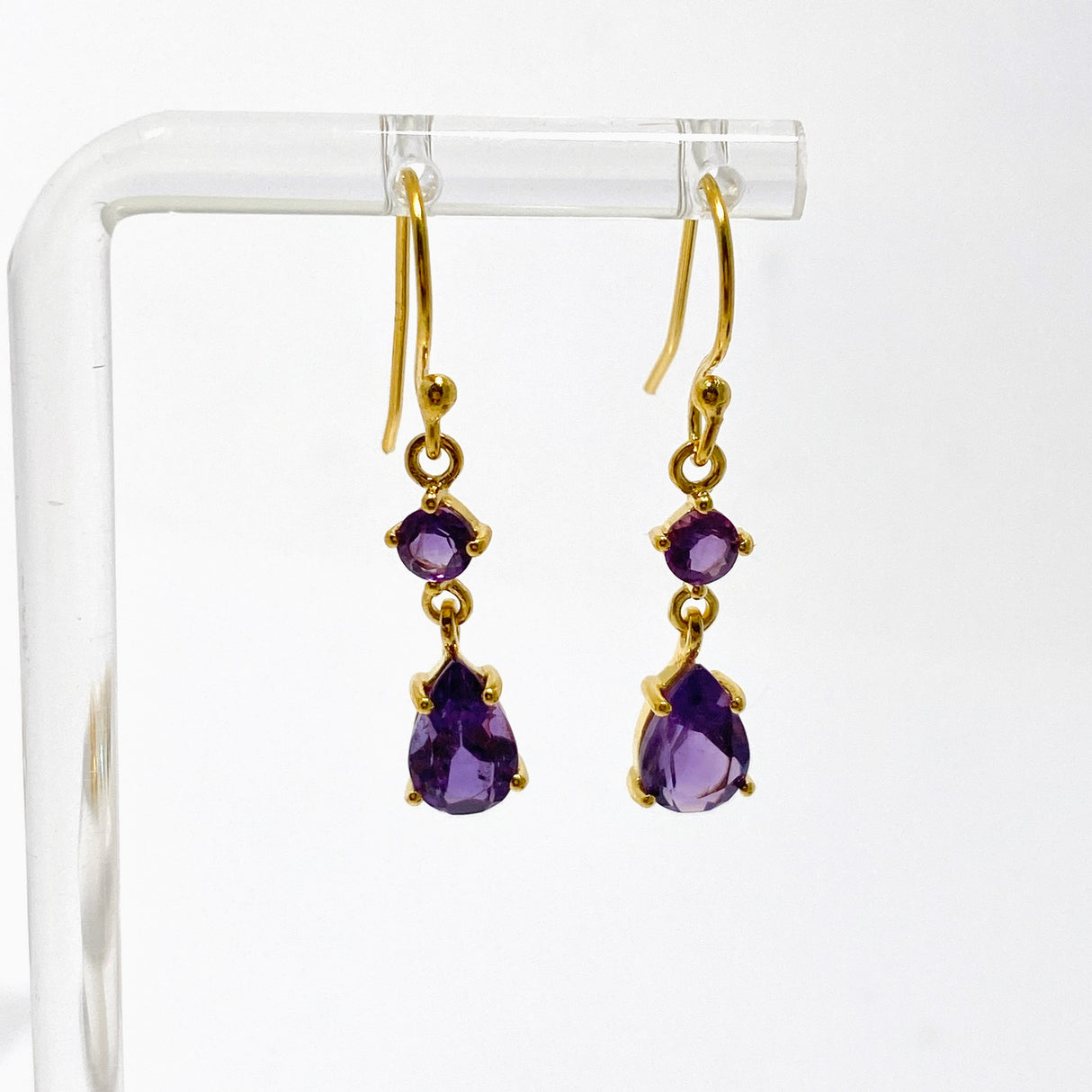 Gemstone Faceted 1 micron Gold Plated Double Drop Earrings PEGJ368