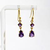 Gemstone Faceted 1 micron Gold Plated Double Drop Earrings PEGJ368
