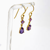Gemstone Faceted 1 micron Gold Plated Double Drop Earrings PEGJ368