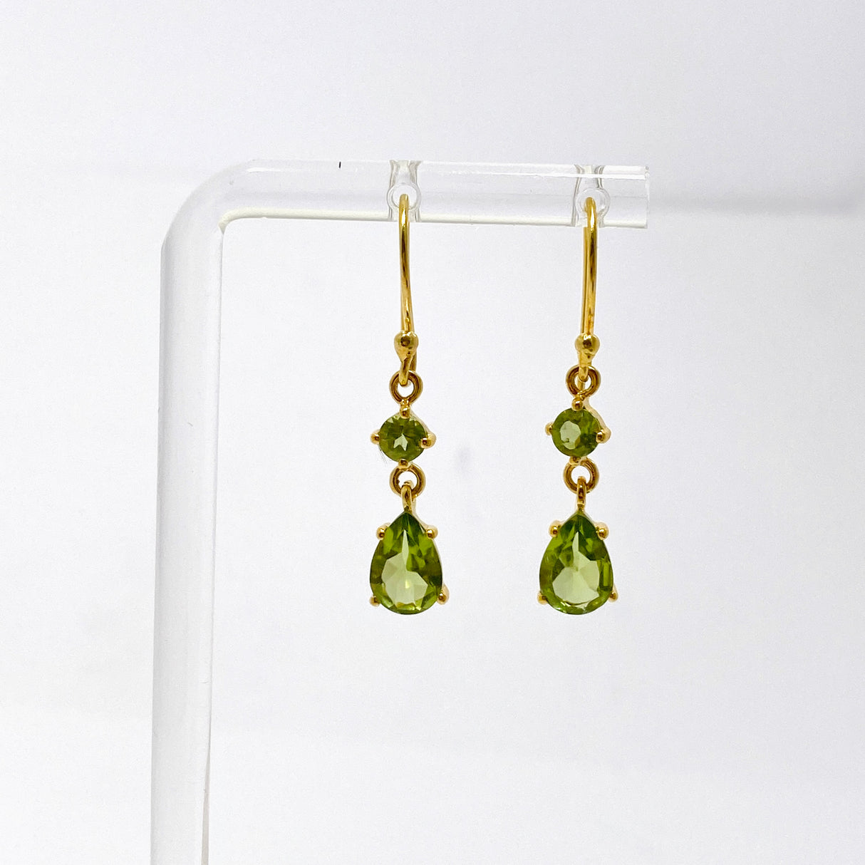 Gemstone Faceted 1 micron Gold Plated Double Drop Earrings PEGJ368
