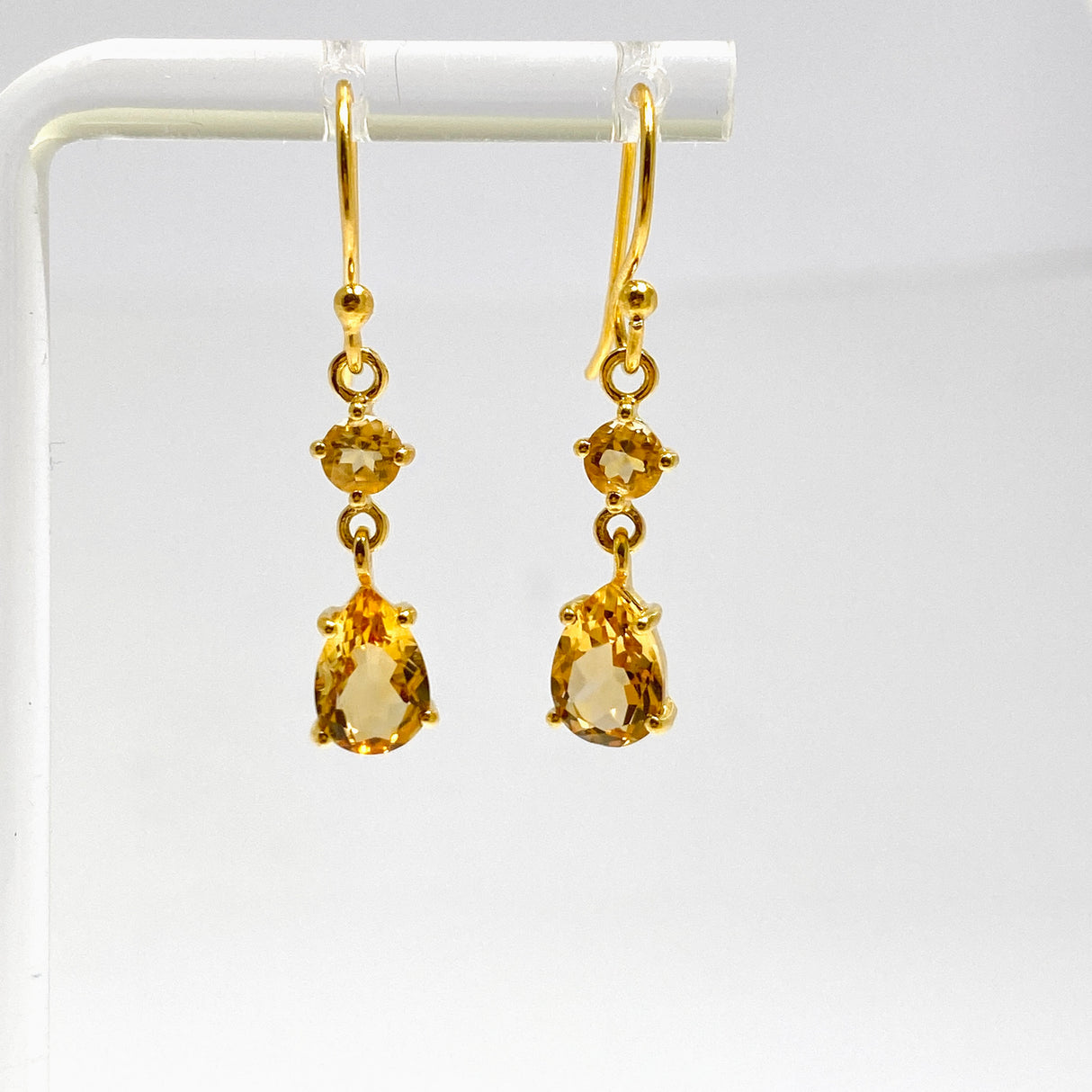 Gemstone Faceted 1 micron Gold Plated Double Drop Earrings PEGJ368