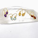 Gemstone Oval Faceted 1 micron Gold Plated Channel Set Drop Earrings PEGJ365