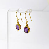 Gemstone Oval Faceted 1 micron Gold Plated Channel Set Drop Earrings PEGJ365