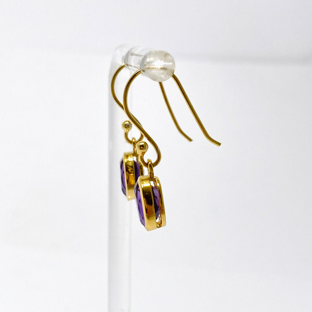 Gemstone Oval Faceted 1 micron Gold Plated Channel Set Drop Earrings PEGJ365