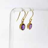 Gemstone Oval Faceted 1 micron Gold Plated Channel Set Drop Earrings PEGJ365