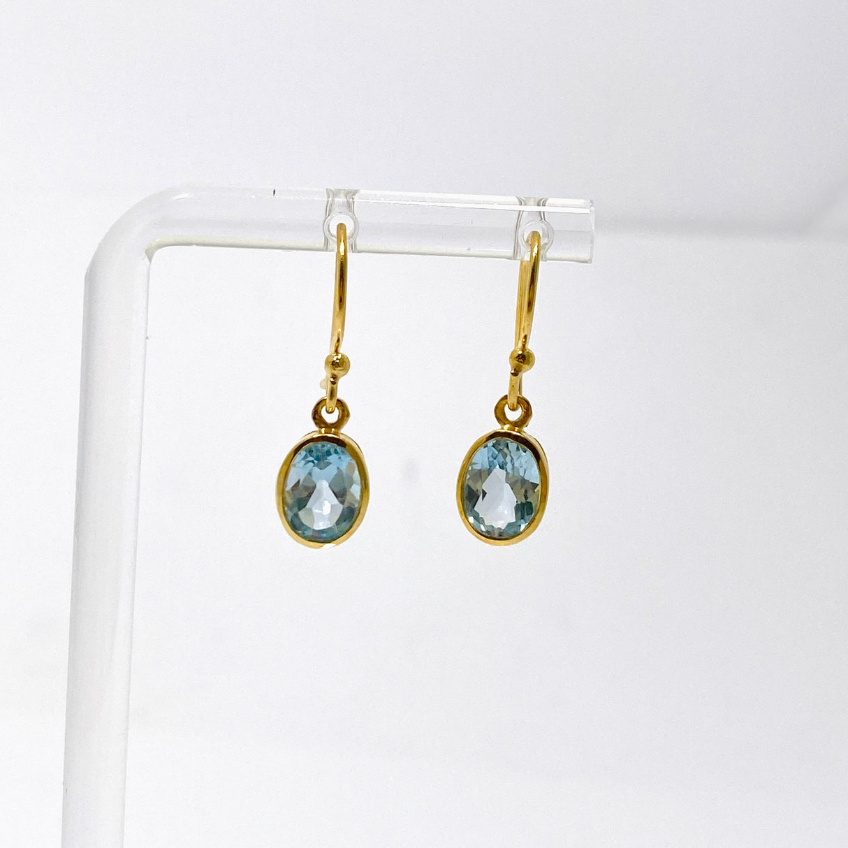 Gemstone Oval Faceted 1 micron Gold Plated Channel Set Drop Earrings PEGJ365