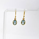 Gemstone Oval Faceted 1 micron Gold Plated Channel Set Drop Earrings PEGJ365