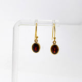 Gemstone Oval Faceted 1 micron Gold Plated Channel Set Drop Earrings PEGJ365