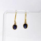 Gemstone Oval Faceted 1 micron Gold Plated Channel Set Drop Earrings PEGJ365