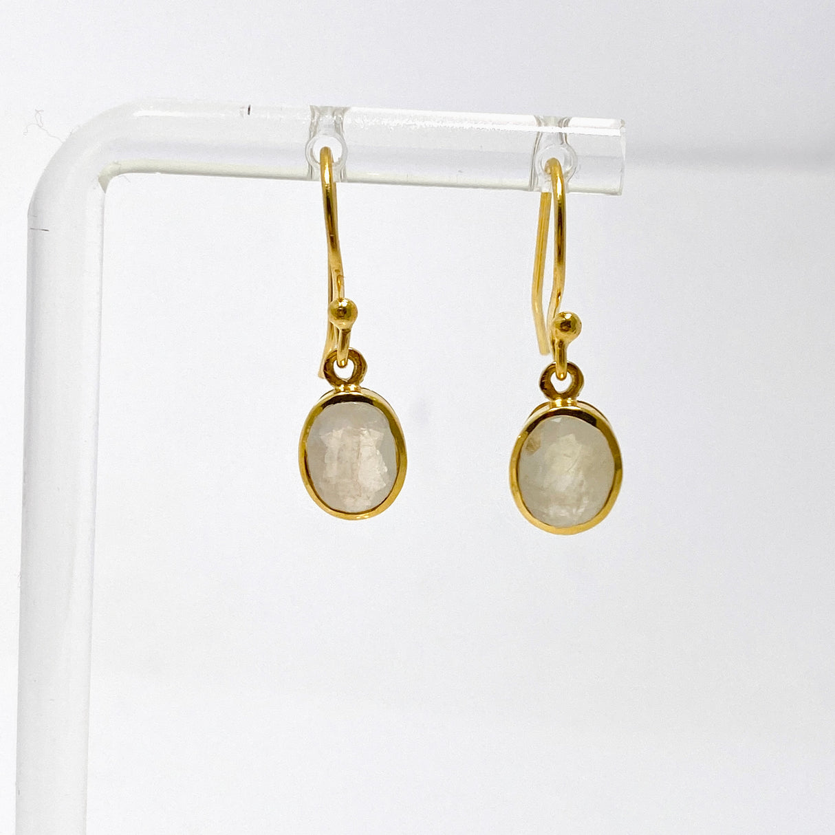 Gemstone Oval Faceted 1 micron Gold Plated Channel Set Drop Earrings PEGJ365