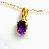 Gemstone Oval Faceted Claw Set 2.5 Micron Gold Plated Pendant PPGJ1222