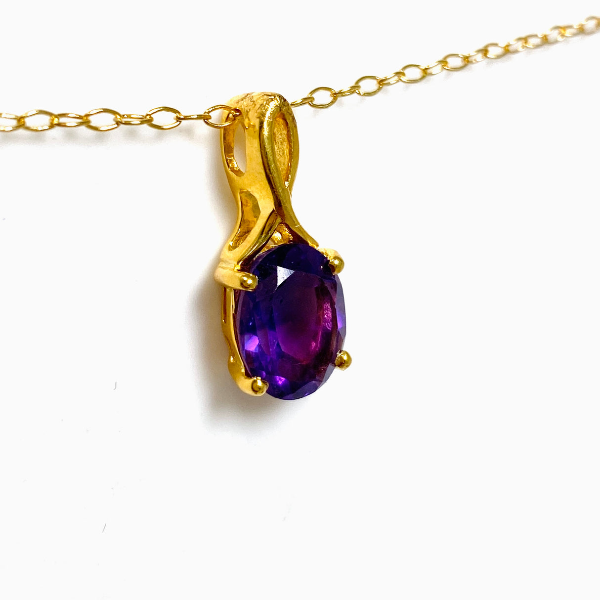 Gemstone Oval Faceted Claw Set 2.5 Micron Gold Plated Pendant PPGJ1222