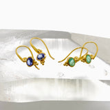 Gemstone Oval Faceted Decorative 1 micron Gold Plated Drop Earrings PEGJ374