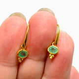 Gemstone Oval Faceted Decorative 1 micron Gold Plated Drop Earrings PEGJ374