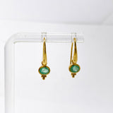 Gemstone Oval Faceted Decorative 1 micron Gold Plated Drop Earrings PEGJ374