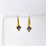 Gemstone Oval Faceted Decorative 1 micron Gold Plated Drop Earrings PEGJ374