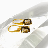 Gemstone Rectangular Faceted 1 micron Gold Plated Claw Set Drop Earrings PEGJ371
