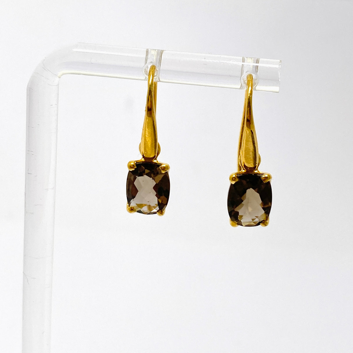 Gemstone Rectangular Faceted 1 micron Gold Plated Claw Set Drop Earrings PEGJ371