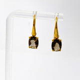 Gemstone Rectangular Faceted 1 micron Gold Plated Claw Set Drop Earrings PEGJ371