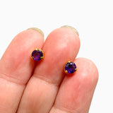 Gemstone Round Faceted 1 micron Gold Plated 3 claw Set Stud Earring 5mm PSE040