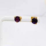 Gemstone Round Faceted 1 micron Gold Plated 3 claw Set Stud Earring 5mm PSE040