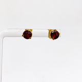 Gemstone Round Faceted 1 micron Gold Plated 3 claw Set Stud Earring 5mm PSE040