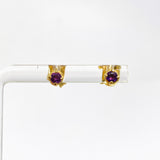 Gemstone Round Faceted 1 micron Gold Plated 4 claw Set Stud Earring 3mm PSE039