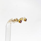 Gemstone Round Faceted 1 micron Gold Plated 4 claw Set Stud Earring 3mm PSE039