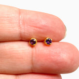 Gemstone Round Faceted 1 micron Gold Plated 4 claw Set Stud Earring 3mm PSE039