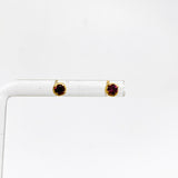 Gemstone Round Faceted 1 micron Gold Plated 4 claw Set Stud Earring 3mm PSE039