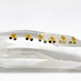 Gemstone Round Faceted 1 micron Gold Plated 4 claw Set Stud Earring 3mm PSE039