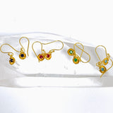 Gemstone Round Faceted 1 micron Gold Plated Flower Earrings PEGJ376