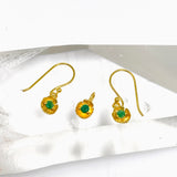 Gemstone Round Faceted 1 micron Gold Plated Flower Earrings PEGJ376