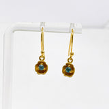 Gemstone Round Faceted 1 micron Gold Plated Flower Earrings PEGJ376