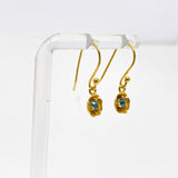Gemstone Round Faceted 1 micron Gold Plated Flower Earrings PEGJ376