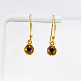 Gemstone Round Faceted 1 micron Gold Plated Flower Earrings PEGJ376